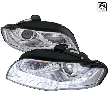 Spec-D Tuning 06-08 Audi A4 Projector Headlight Chrome R8 Style 2LHP-A406-8-TM